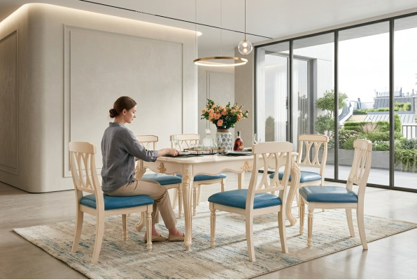 Esszimmer Esstisch 6 x Stuhle Ess Set Holz Küche Gruppe Anrichte Möbel Neu 7tlg.