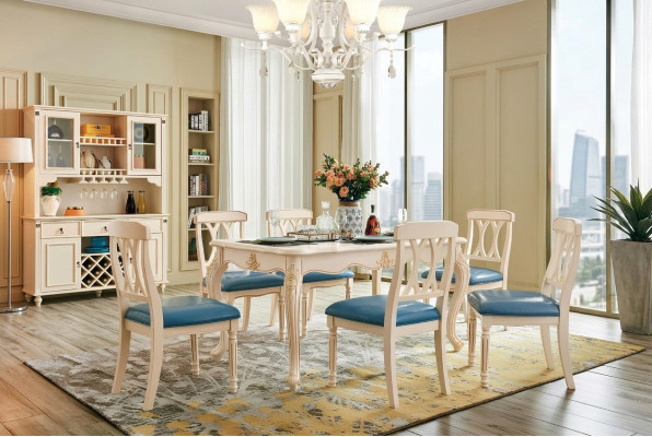 Esszimmer Esstisch 6 x Stuhle Ess Set Holz Küche Gruppe Anrichte Möbel Neu 7tlg.