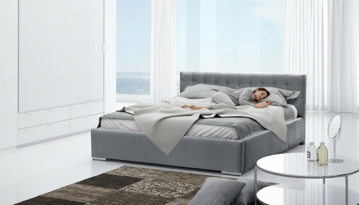 Bettrahmen Doppelbett Modern Ehebett Betten Polsterbett Grau Schlafzimmer 160 cm