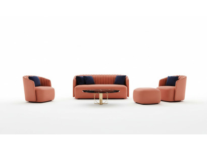 Set 3 tlg.Sofagarnitur 3+2+1 Sitzer Garnitur Sofa Stoff Sofas Sessel Orange Neu