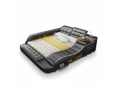 Bett Doppel Regale Leder Polster Betten Multifunktion mit Neu Massagefunktion 