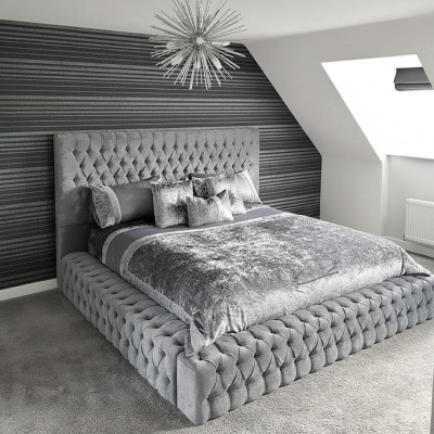 Doppel Betten Ehe Schlaf Zimmer Leder Hotel Neu Bett Polster Design Luxus Metall
