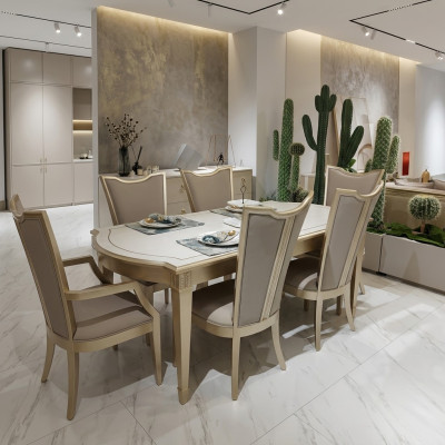 Essgruppe Moderne Stuhle Tisch Tische 7tlg. Esstisch 6 x Stühle Esszimmer Set