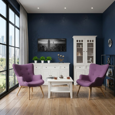 Klassische Design Möbel Gruppe 2tlg Set Stil Landhaus Vitrine Kommode Möbel Holz