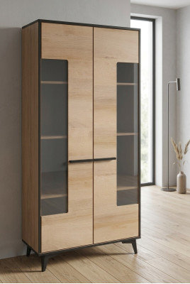 Vitrinen Kommodenschrank Glas Designer Schrank Holz Neu Kommode Vitrine Kommoden