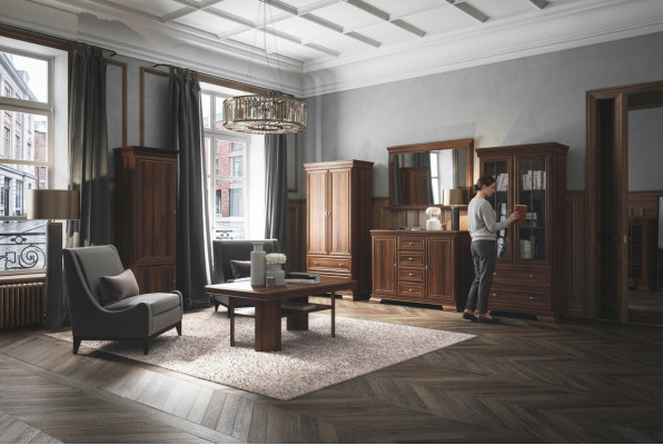 Garnitur Vitrine Kommode 4tlg. Holz Möbel Regal Wohnzimmer Wohnwand Set Gruppe