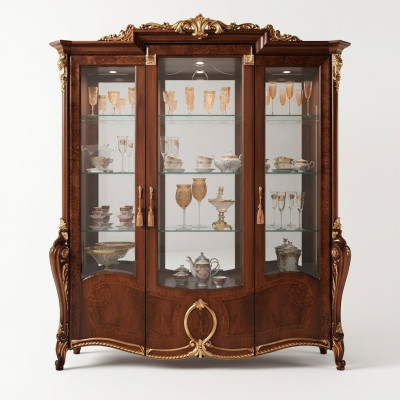 Vitrine 3 Tür Schrank Vitrinen Wohnzimmer Schränke Design Schrank Möbel Glas Neu
