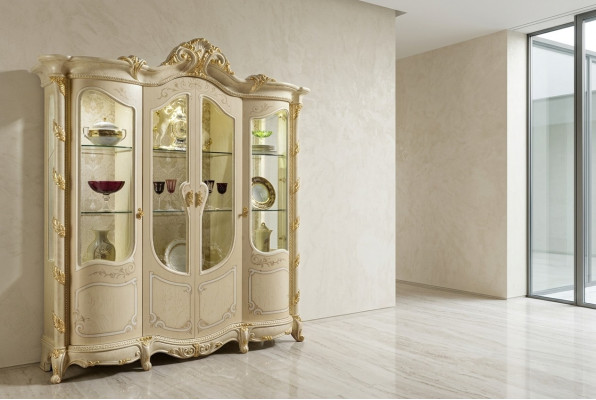 Schrank Echtholz Anrichte Vitrine Wohnzimmer Möbel Massive Holz Vitrinen Glas