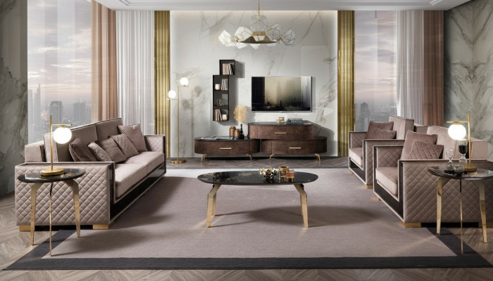 Polstergarnitur Möbel Couchen Leder Büro Neu Sofagarnitur 3+1+1 Sofas Couch Neu