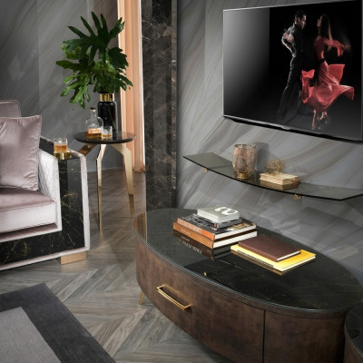 Modern Wohn Wand Wohnzimmer Wandregal Sideboard RTV Regal Wände Schrank 2tlg.
