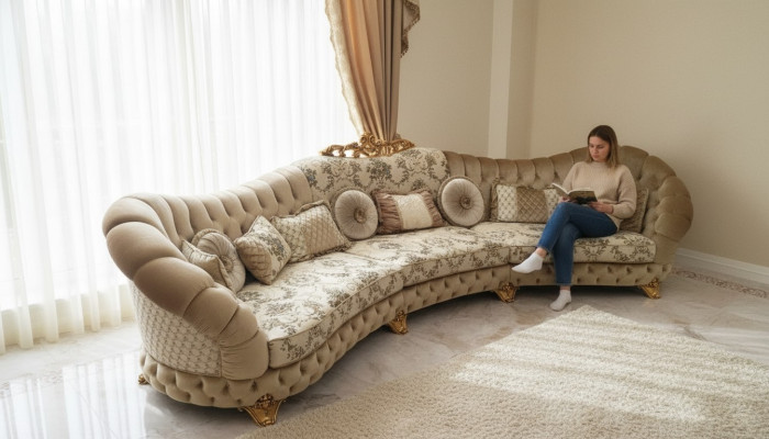 Wohnlandschaft Ecksofa Rund Couch Sitz Polster Sofa Luxus Möbel Sofas Italien