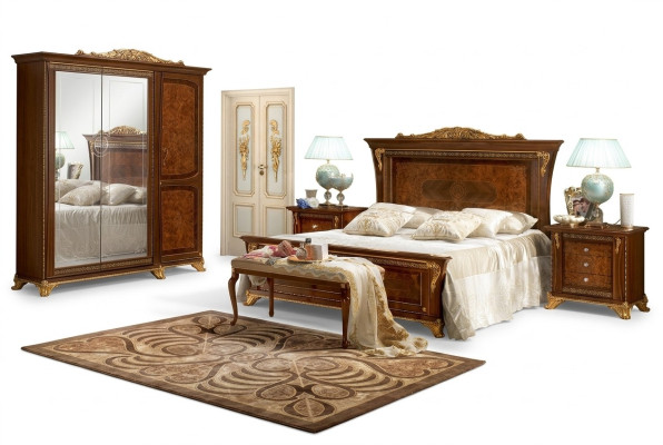Schlafzimmer Barock Rokoko Holz Möbel Bett Polster Luxus Doppel Betten