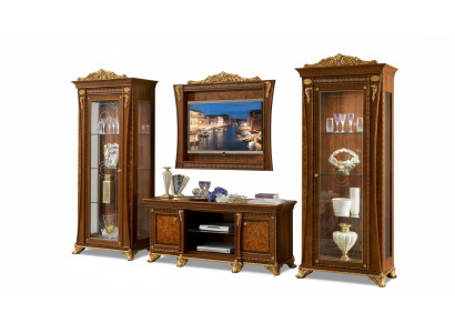 Set 4tlg. Wohnzimmer rtv 2x Vitrine tv Rahmen Holz Luxus Garnitur Gruppe Italien