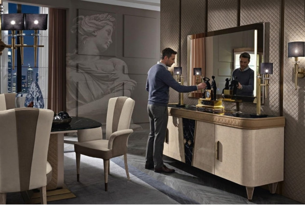 Möbel Kommoden Schrank Design Luxus Sideboard 2tlg. Kommode mit Spiegel Konsole
