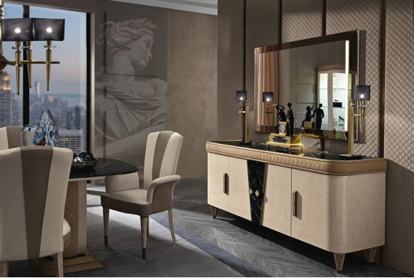 Möbel Kommoden Schrank Design Luxus Sideboard 2tlg. Kommode mit Spiegel Konsole