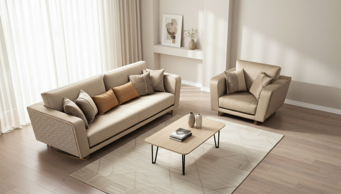 Sofagarnitur 3+1 Sitzer Set Design Sofas Polster Couchen Leder Relax Moderne Neu