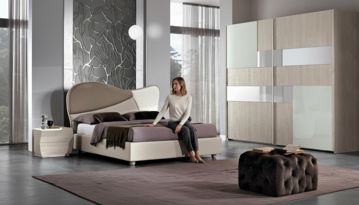 Möbel Modern Luxus Betten Neu Bett Textil 2x Nachttisch 3 tlg. Schlafzimmer Set