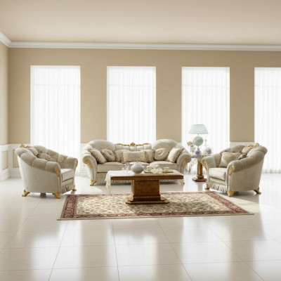Wohnzimmer Stoff Couch Sofagarnitur Set 3+1+1 Sitzer Sofa Sitz Polster Italien
