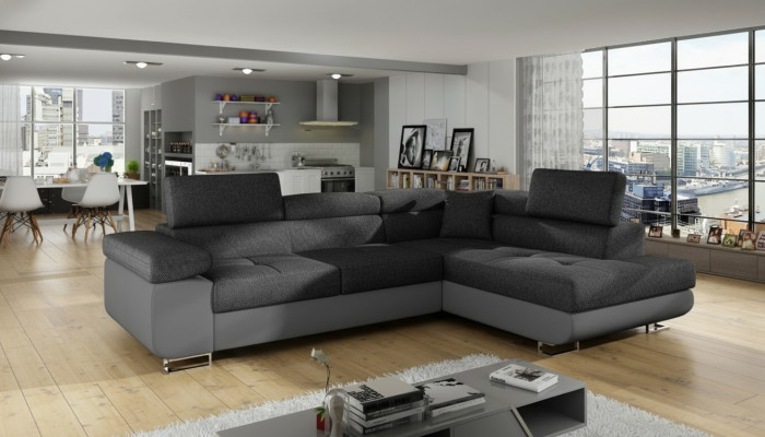 Eck Stoff Ecksofa L-Form Sofa Couch Design Couch Polster Textil Modern Textil