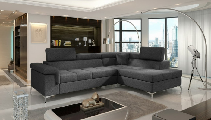 Ecksofa L-Form Sofa Couch Design Polster Schlafsofa Textil Bettfunktion Textil