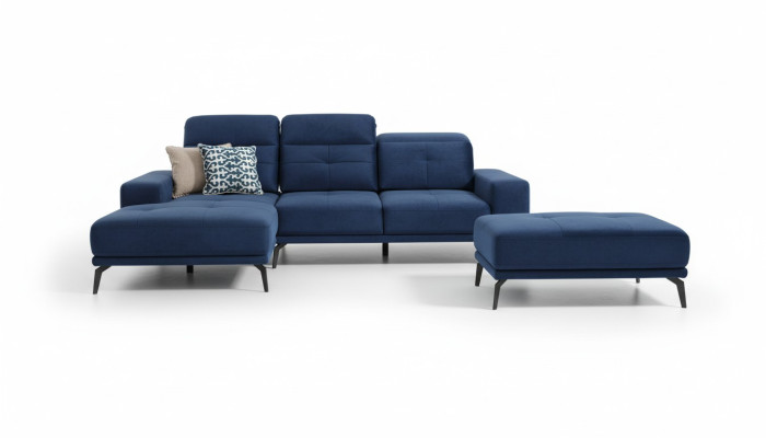 Designer Sofa Couch Ecksofa Textil Polster Garnitur Wohnlandschaft L-Form Blaue