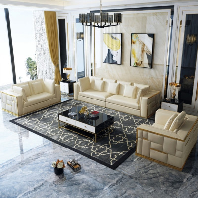 Design Sofa Couch Polster Sitz Garnitur 3+2+1+ Chaiselongue Leder Luxus