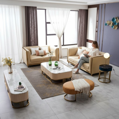 Edelstahl Metall Möbel Design Wohnzimmer Couch Sitz Polster Garnitur 3+2+1