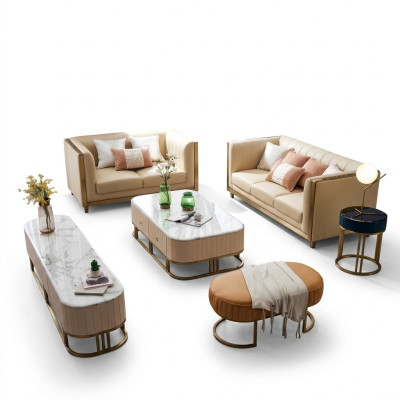 Edelstahl Metall Möbel Design Wohnzimmer Couch Sitz Polster Garnitur 3+2+1
