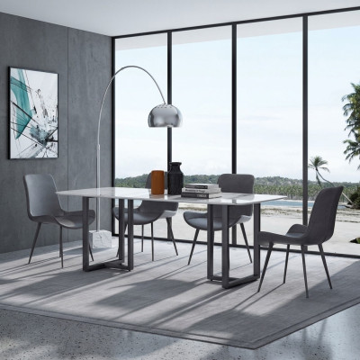 Design Esszimmer Gruppe Tisch + 4 Stühle Sitz Polster Deko Garnitur Tische