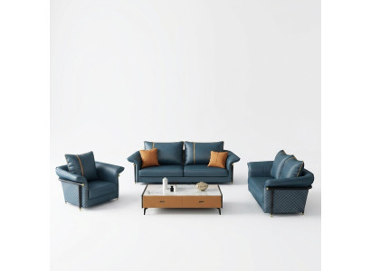 Leder Polster Komplett Set Sofagarnitur 321 Sitzer Design Wohnlandschaft