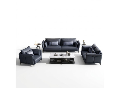 Italienische Polster Sitz Garnitur 3+2+1 Gruppe Leder Couch Modernes Sofa