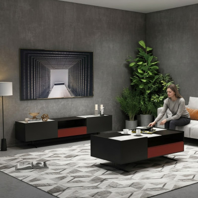 Italienische Designer Möbel 3tlg. Set Kommode + Couchtisch + RTV