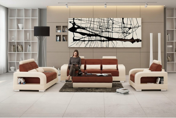 Moderne Ledersofa Couch Sofagarnitur 3+2+1 Garnituren Design Sofa xlmoebel