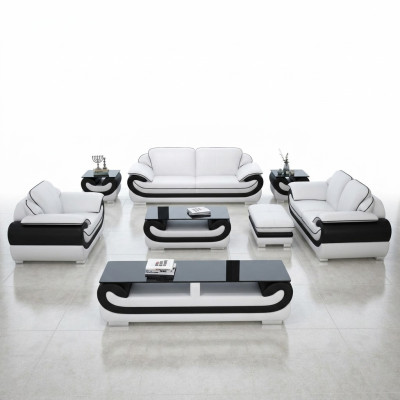 Sofagarnitur 3+2+1 Sitzer 2x Beistelltisch Sideboard Hocker 7tlg.Wohnzimmer Set