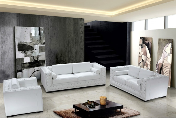 Sofagarnitur 3+1+1 Sitzer Set Design Sofas Polster Couchen Leder Chesterfield