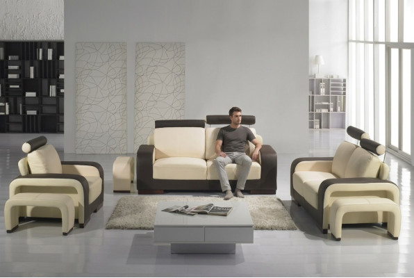 Ledersofa Sofagarnitur 3+2+1 Sitzer Set Deko Garnitur Polstersofa Couch
