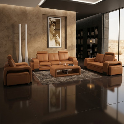 Ledersofa Sofagarnitur 3+2+1 Sitzer Deko Set Garnitur Polstersofa Couch