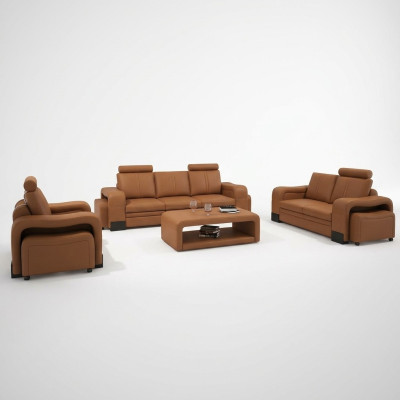 Ledersofa Sofagarnitur 3+2+1 Sitzer Deko Set Garnitur Polstersofa Couch