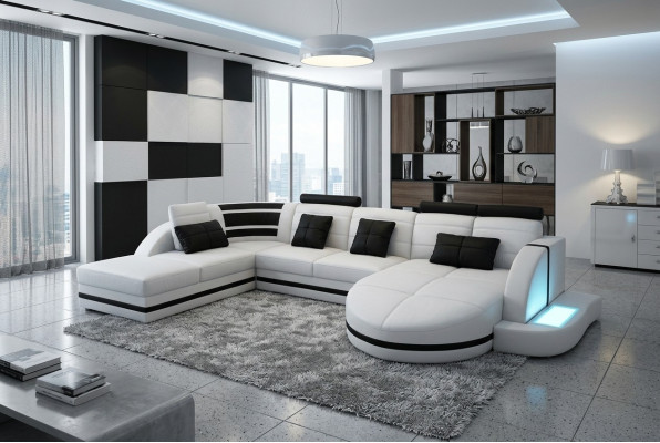 Ecksofa Ledersofa Big XXL U Form Wohnlandschaft Sofa Couch Garnitur Sofas EckeEcksofa 