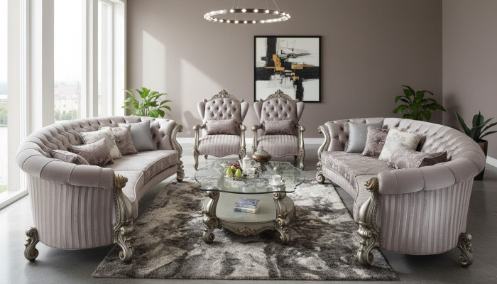 Einzigartiger Satz Chesterfield Luxus Möbel 4tlg. 2x rundes Sofa + 2x Sessel