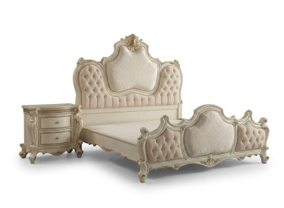 Klassisches Bett Barock Chesterfield Rokoko Hotel Stil Doppel Leder Antik