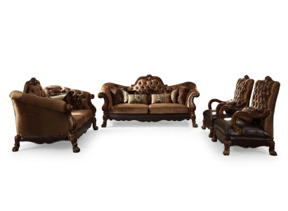 Klassische Sofagarnitur 3+2+1 Sitzer Sofa Couch Polster Textil Chesterfield