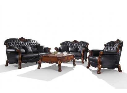 Designer Sofagarnitur 3+2+1 Sitzer Sofa Couch Leder Garnitur Polster Set Neu