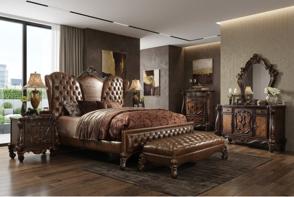 Chesterfield Lederbett Bett Betten Polster Design Doppelbett 180x200cm