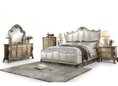Königliches Schlafzimmer Set Bett + 2 Nachttische Leder Betten Doppel Hotel neu