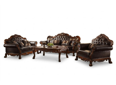 Klassische Garnitur 3+2+1 Sitzer Sofagarnitur Couch Sofa Leder Sofa