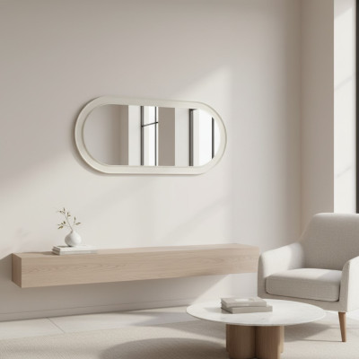 Spiegel Holzrahmen Großer Wandspiegel Klassischer Design Oval Holz Rahmen 150cm