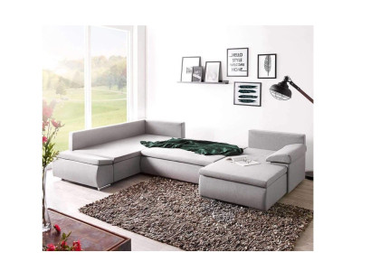 Stoff U-Form Couch Wohnlandschaft Ecksofa Garnitur Design Modern Sofa