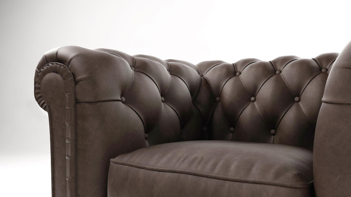 Sessel Fernseh Sitz Club Lounge Textil Leder Edler Design Chesterfield