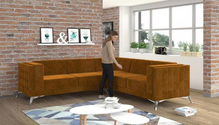 Ecksofa Wohnlandschaft Design Sofa Couch Polster Sitz Garnitur Textil